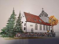 Rysunek kościoła w Okartowie.