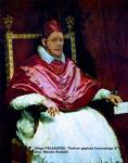 Kolaż obrazu "Portret papieża Innocenego X" z wklejona twarzą Marcina Szukiecia.
