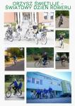 Kolaż zdjęć ludzi na rowerze