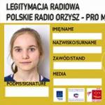 Legitymacja Radiowa Polskiego Radia Orzysz, z lewej strony zdjęcie posiadaczki